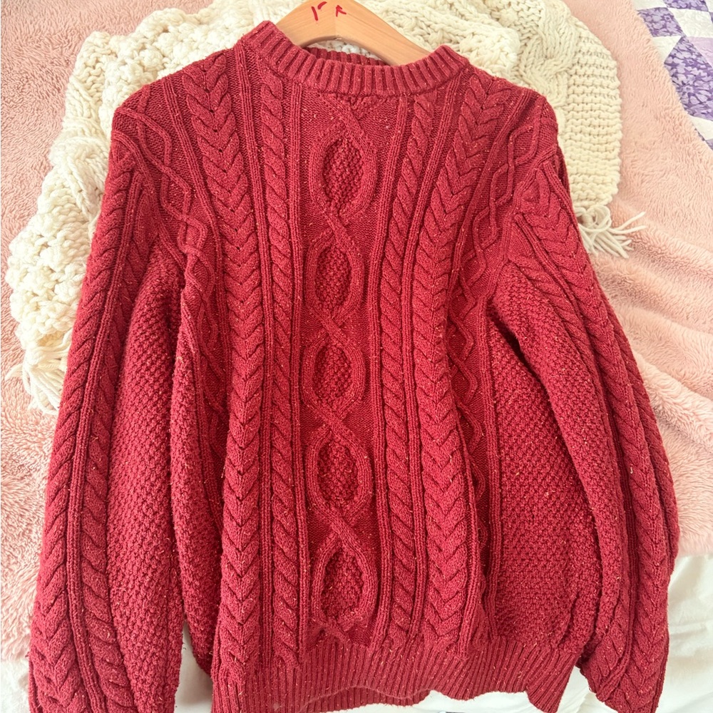 Men’s LLBean Cable Knit Red Sweater